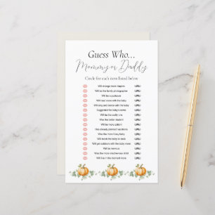 Little Pumpkin Baby Shower Guess Who Game