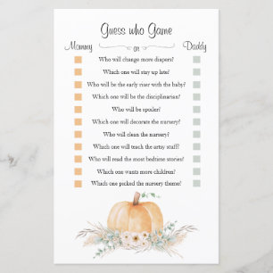 Little Pumpkin Baby Shower "Guess Who" Game