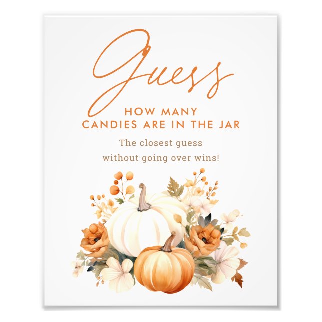 Little Pumpkin Baby Shower Guessing Game Sign (Front)
