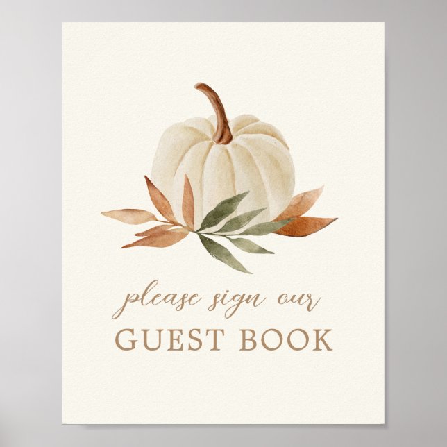 Little Pumpkin Baby Shower Guest Book Sign (Front)