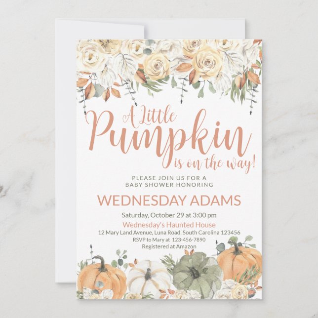 Little Pumpkin Baby Shower Invitation  (Front)