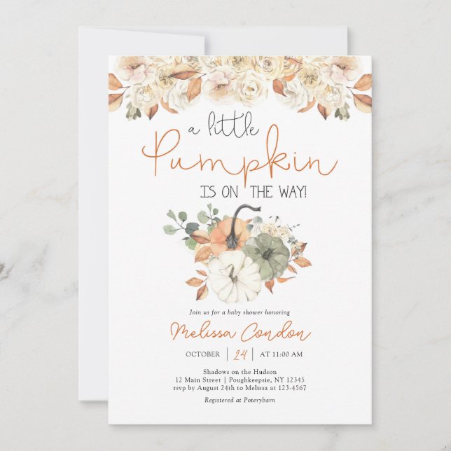Little Pumpkin Baby Shower Invitation (Front)