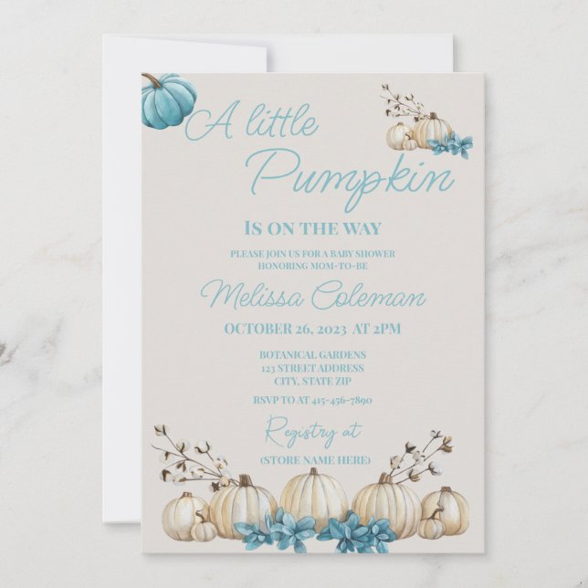 Little Pumpkin Baby Shower Invitation (Front)