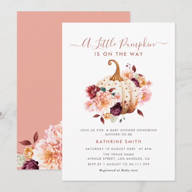 little pumpkin baby shower invitation (Front/Back)
