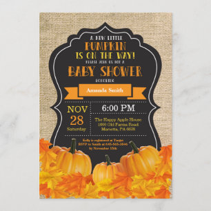 Little Pumpkin Baby Shower Invitation Card Burlap