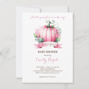 Little Pumpkin Baby Shower Invitation - Girl
