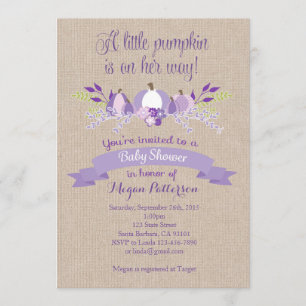 Little Pumpkin Baby Shower Invitation- Lavender Invitation