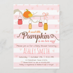 Little Pumpkin Baby Shower Invitation Mason Jars
