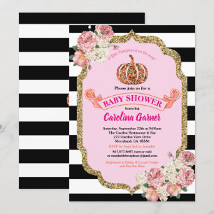 Little pumpkin baby shower invitation pink