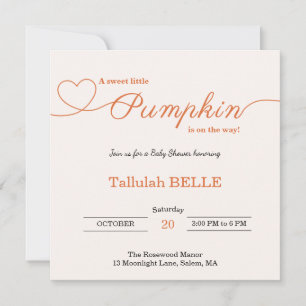Little Pumpkin Baby Shower Invitation – Pink Bow