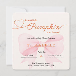 Little Pumpkin Baby Shower Invitation – Pink Bow