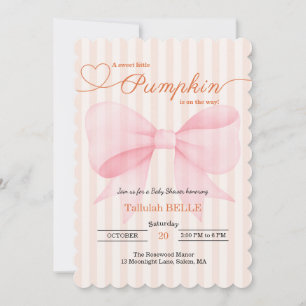 Little Pumpkin Baby Shower Invitation – Pink Bow