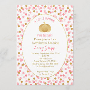 Little Pumpkin Baby Shower Invitation- Pink Gold Invitation