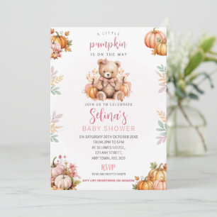 Little Pumpkin Baby Shower Invite, Pink Fall Theme Invitation