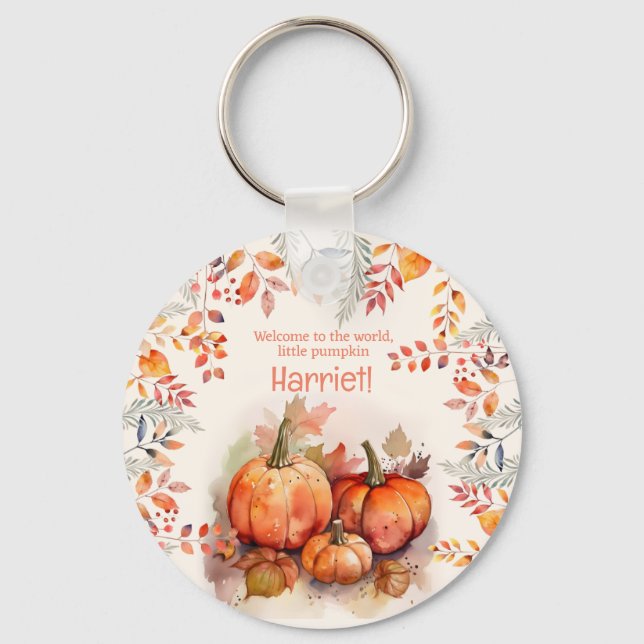 Little Pumpkin Baby Shower Keychan Key Ring (Front)