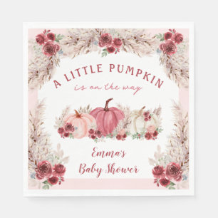 Little Pumpkin Baby Shower Marsala Pink Napkins