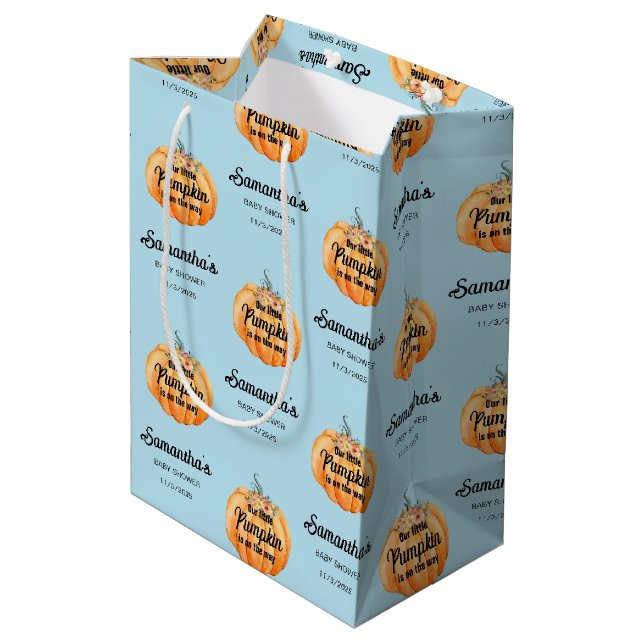 Little Pumpkin Baby Shower  Medium Gift Bag (Back Angled)