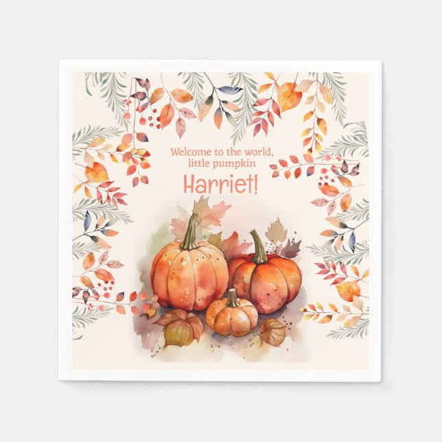 Little Pumpkin Baby Shower Napkin (Front)