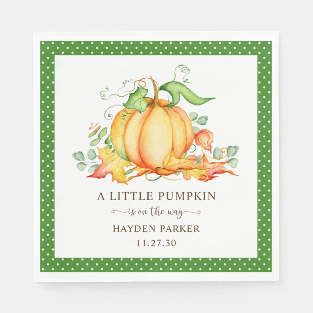 Little Pumpkin Baby Shower Napkins (Front)