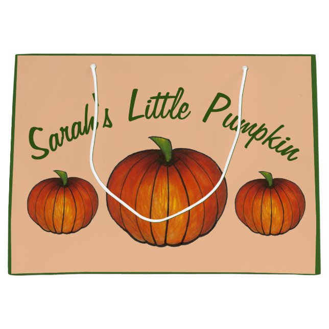 Little Pumpkin Baby Shower New Arrival Autumn Fall Large Gift Bag (Front)