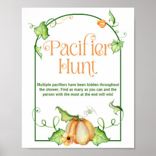Little Pumpkin Baby Shower Pacifier Hunt Game Sign