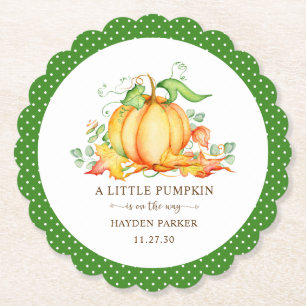 Little Pumpkin Baby Shower Paper Plate Coaster
