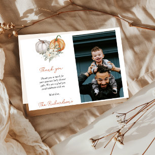 Little Pumpkin Baby Shower Photo Thank You Card