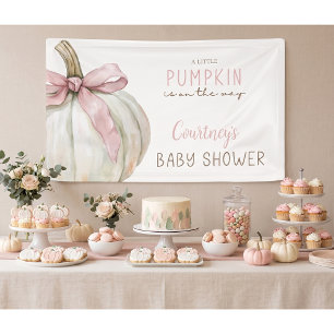 Little Pumpkin Baby Shower Pink Bow Banner