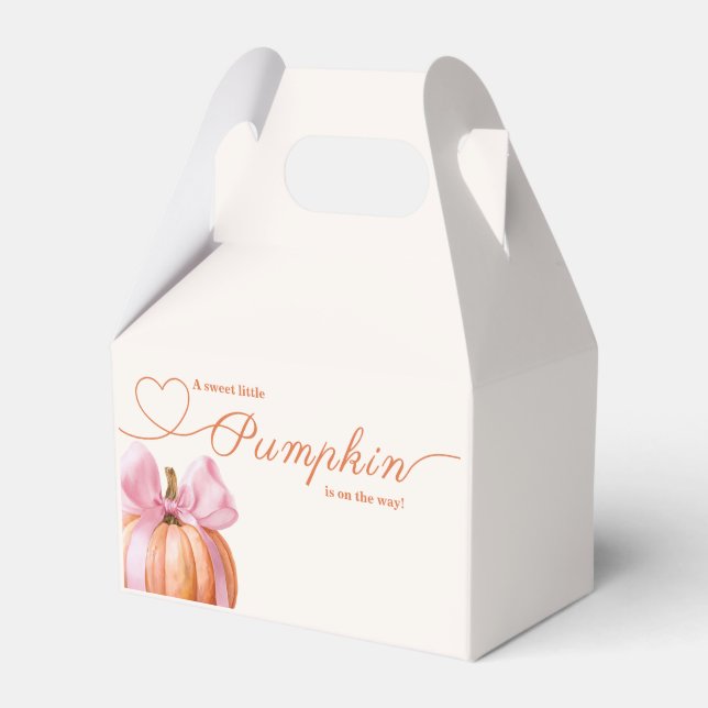 Little Pumpkin Baby Shower – Pink Bow Fall  Favour Box (Front Side)