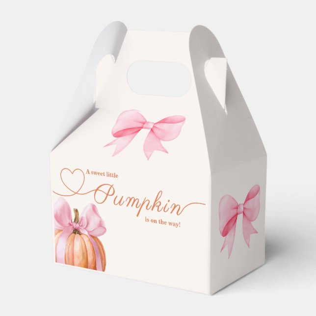 Little Pumpkin Baby Shower – Pink Bow Fall  Favour Box (Front Side)