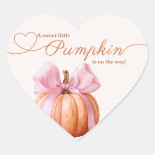 Little Pumpkin Baby Shower – Pink Bow Fall Heart Sticker