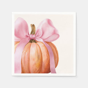 Little Pumpkin Baby Shower – Pink Bow Fall  Napkin