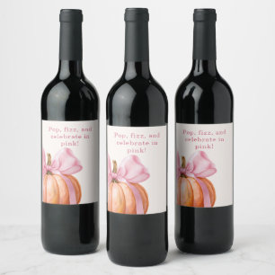Little Pumpkin Baby Shower – Pink Bow Fall Wine Label