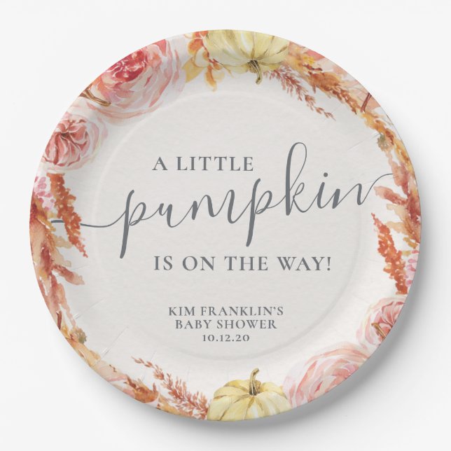 Little pumpkin baby shower plates (Front)