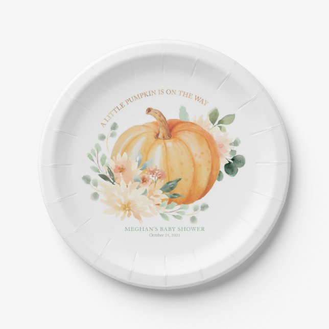 Little Pumpkin Baby Shower Plates (Front)