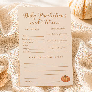 Little Pumpkin Baby Shower Predictions Advice Game