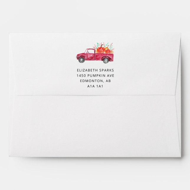Little Pumpkin Baby Shower Red Truck Fall Autumn   Envelope (Back (Top Flap))