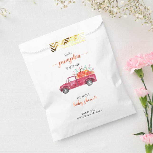 Little Pumpkin Baby Shower Red Truck Fall Autumn Favour Bags (Sealed)