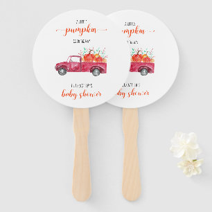 Little Pumpkin Baby Shower Red Truck Fall Autumn Hand Fan