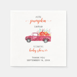 Little Pumpkin Baby Shower Red Truck Fall Autumn Napkin