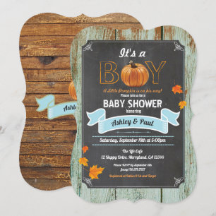 Little pumpkin baby shower rustic wood chalkboard invitation