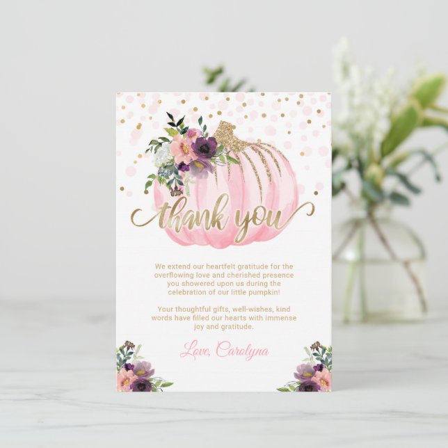 Little Pumpkin Baby Shower Thank You 4.5x6.25 (Standing Front)