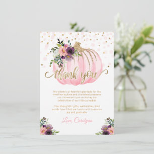 Little Pumpkin Baby Shower Thank You 4.5x6.25