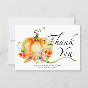 Little pumpkin baby shower thank you card