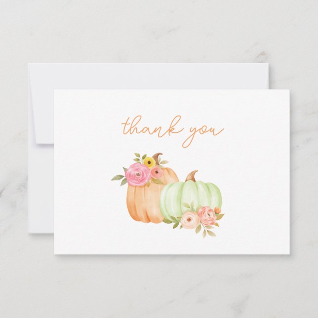Little Pumpkin Baby Shower Thank You Card (Front)