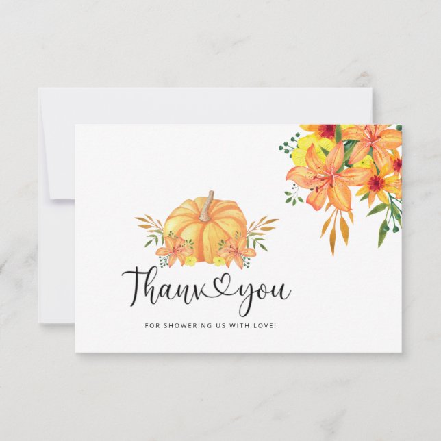 Little pumpkin baby shower thank you card (Front)