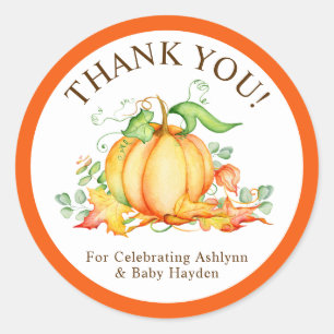 Little Pumpkin Baby Shower Thank You Classic Round Sticker