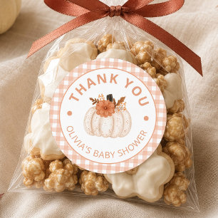 Little Pumpkin Baby Shower Thank You Classic Round Sticker
