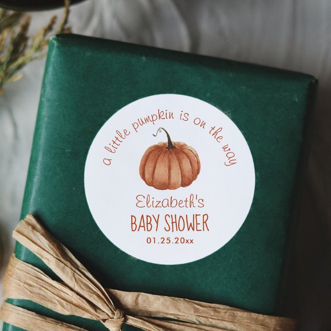 Little Pumpkin  Baby Shower Thank You Classic Round Sticker (Creator Uploaded)