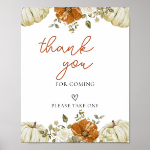 Little Pumpkin Baby Shower Thank you Sign